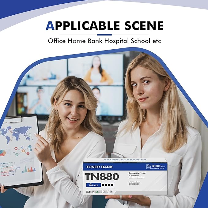 TN880 Super High Yield Black Toner Cartridge 4-Pack Compatible Replacement for Brother TN880 TN-880 TN 880 for HL-L6200DW L6200DWT L6400DW L6400DWT MFC-L6700DW L6800DW L6900DW Printer