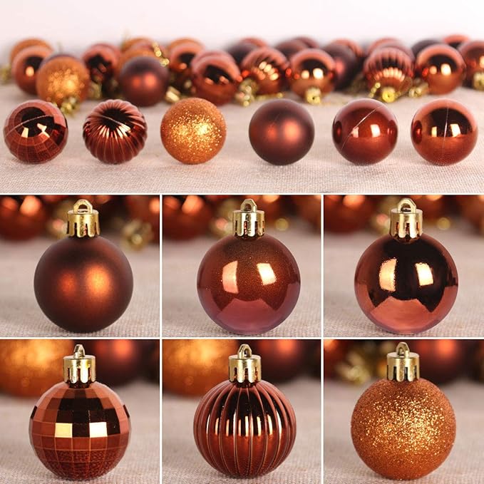 Orange Bronze 3.2" Large Christmas Balls - Christmas Tree Decoration Ornaments Shatterproof Hanging Balls for Birthday Halloween Holiday Wedding Decorations Set of 18pcs
