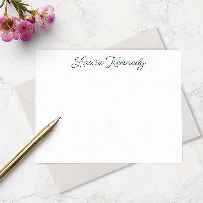 Personalized Stationery Note Cards and Envelopes Set for Women Customized with Name in Script Font, Choose Ink & Envelope Colors | Fairmont & Grove Paper Co. (Font Style #1)