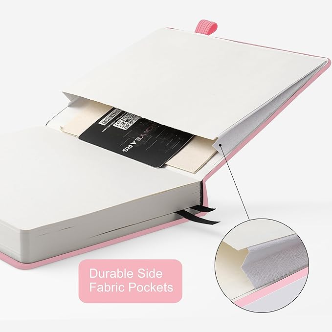 Lined Journal Notebook for Women Men, 352 Pages A5(5.7" x 8.3")College Ruled Hardcover Leather Journals for Writing, Daily Journal Notebooks for Work, Note Taking, Travel, School, Business (Pink)