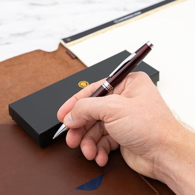 Personalized, Custom Engraved Cross Pen for Men or Women | Cross Coventry Ballpoint Pen | Luxury Gift for Office, Graduation and Business [Red Lacquer with Chrome Trim]