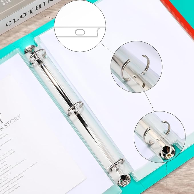 40 Pieces Binder Pockets 3 Hole Zipper Pouch 3 Ring A4 Pockets with Zipper Binder Folders Plastic Pouches Loose Leaf Bags Waterproof PVC Document Filing Bag(Red,A4)