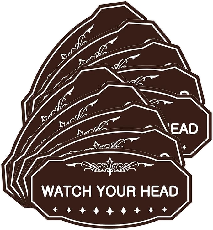 Signs ByLITA Victorian Watch Your Head Sign (Dark Brown) - Medium 10 Pack