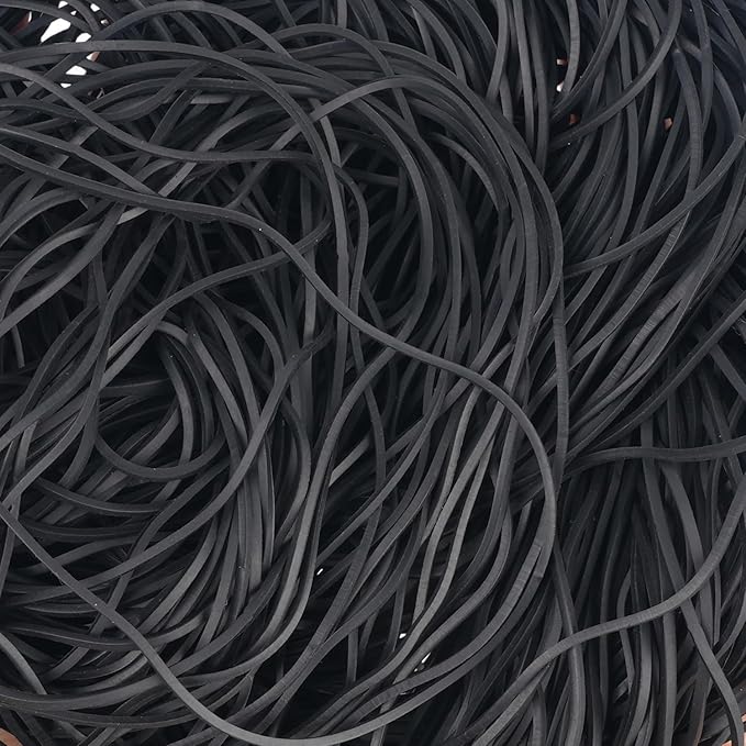 AMUU Rubber Bands Size #117A 200pcs Large Rubber Bands for Trash Cans Big Elastic Bands for Office Supplies File Folders Litter Box (7" x 1/16") (Black)