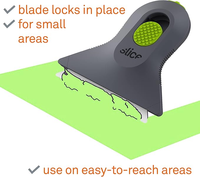 Slice 10590 Small Scraper, Ceramic Blade, Lasts 11x Longer Than Metal, Finger Friendly, Comfortable to Use, No Strain on Thumb or Hand, Auto-Retractable, Compact Size, Left or Right Hand