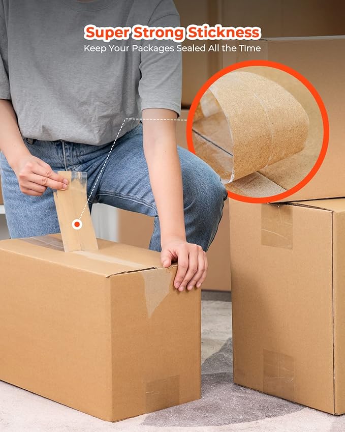 MUNBYN Tape, Heavy Duty Shipping Packing Clear Tape Refill for Dispenser with Total 540 Yards, 2.7mil, 2.83inch *90 Yard(Per Rolls) Great for Shipping Packing Moving Mailing Office Storage