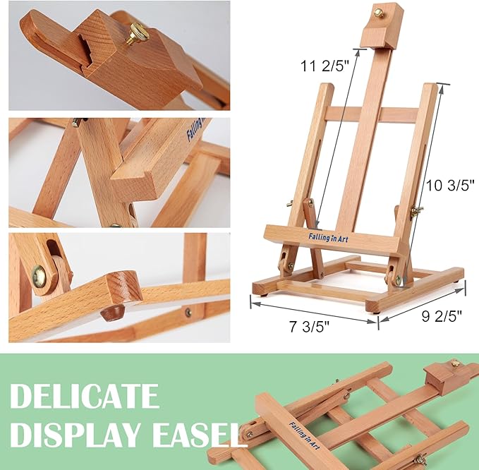 Falling in Art 52Pcs Acrylic Paint Set with Table Easel, Art Painting Kit with Acrylic Paints, Canvas Panels, Paintbrushes, Canvas Supplies Kit for Kids, Adults, Beginners, and Artists, Green