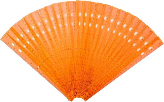 28 Pack Plastic Ruler 12 Inch Transparent Rulers - Metric Bulk for Kids School Office Classroom, Orange