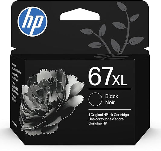 HP 67XL Black High-yield Ink Cartridge for HP Printers | Works with Printer Series: DeskJet 1255, 2700, 4100, ENVY 6000, 6400 Series | Eligible for Instant Ink | 3YM57AN
