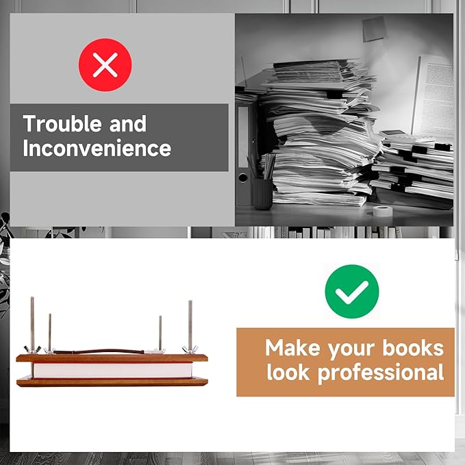 GeryVtee Wooden Book Press 9.8x7.87 inch Large Bookbinding Press Portable Binding Machine with Handle Easy Assemble Books Binding Tools for Craft Enthusiasts (Brown)