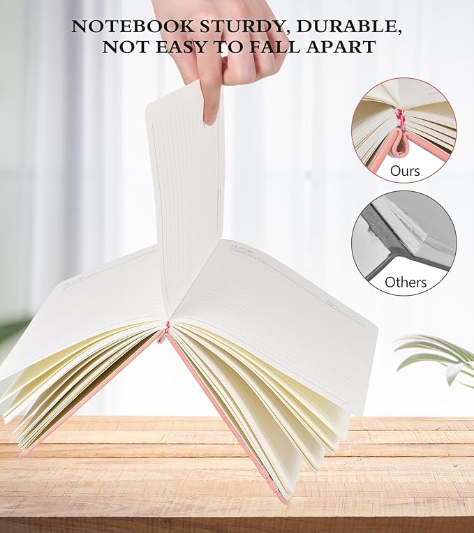 Lined Journal Notebook for Men & Women,200 Pages A5 Hardcover Leather Notebook (5.9"x8.5"), Travel Journal for Work, School, Business Writing, Note Taking, Notepad Diary (Blue)