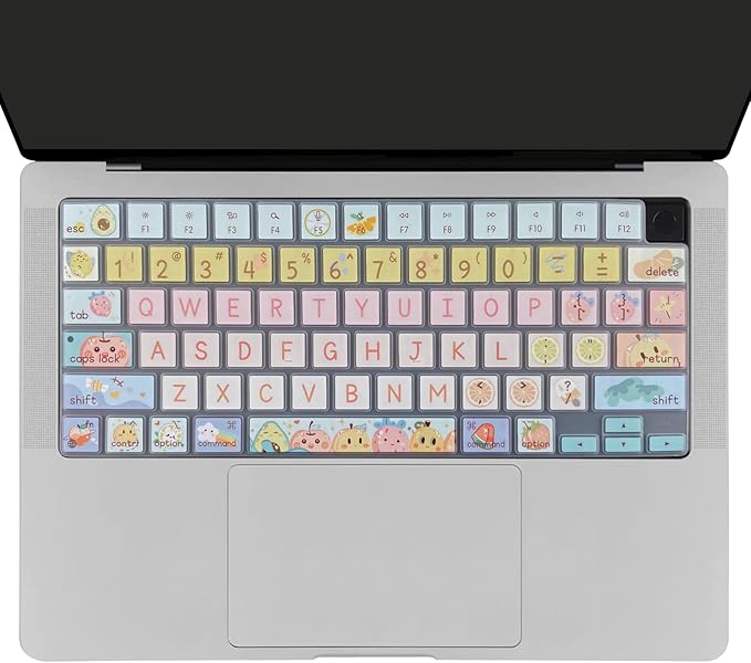 Keyboard Cover Skin for 2021-2024 MacBook Pro 14/16 (A2442 A2485 A3112 A3401 A3403 A2992 A2779 A2780 A2991 A2918 M1/M2/M3 M4) &MacBook Air 13.6''/15'' (A2681 A3113 A2941 A3114),Cute Fruits