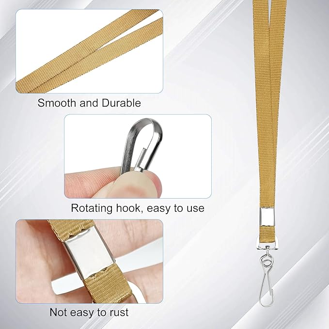 Korty Gold Lanyards Bulk 50 packs Lanyards for ID Badges,Lanyards with Swivel Hook Clips for Name Tag Lanyard ID Holder