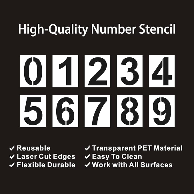 9 Inch Reusable Plastic Number Stencils - Digital Painting Templates for Cake Stencil Address Painting