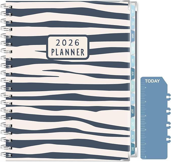 GuassLee Large 2026 Planner, Weekly and Monthly Planner from January 2026-December 2026, 8.5"x 11" Calendar Agenda Book with Back Pocket, Stickers for Home Office School Supply, Navy Blue