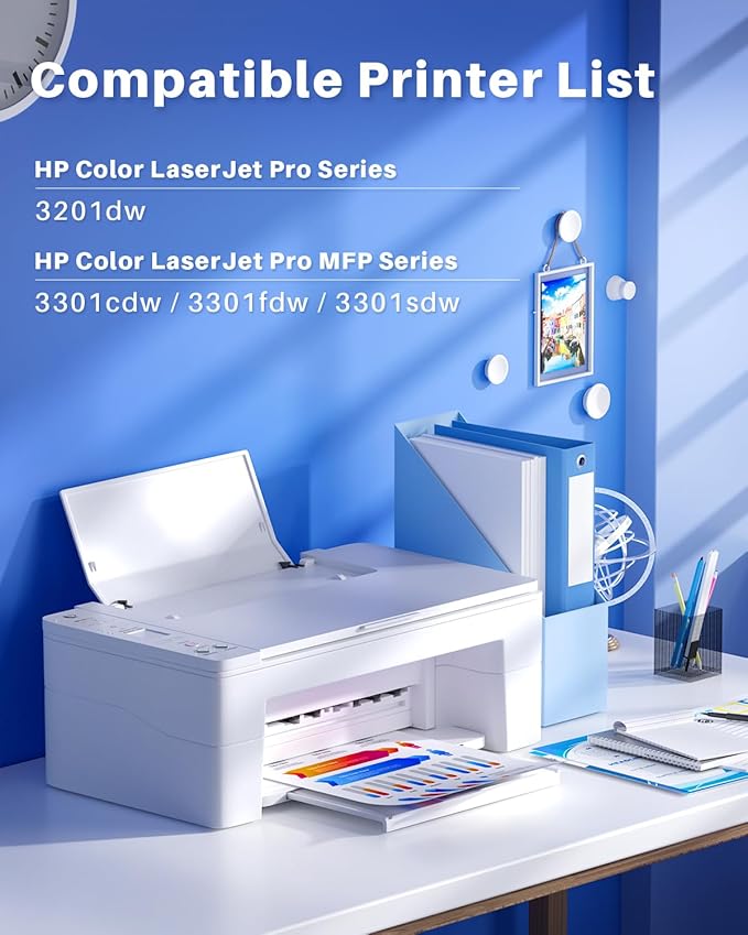 218X Toner Cartridges 4 Pack (with Chip) Compatible Replacement for HP 218X W2180X 218A W2180A Toner for HP Color Laserjet Pro 3201dw, MFP 3301cdw, 3301fdw, 3301sdw Printer (B/C/M/Y, High-Yield)