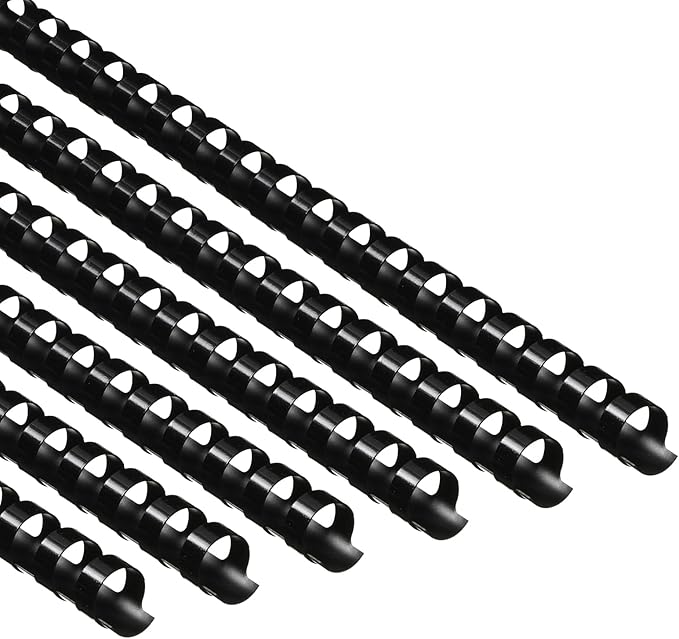 Yunsailing 150 Pack Plastic Binding Combs Plastic Binder Comb Ring 19 Ring Binding Spines Letter Size Spiral coils for Notebook Calendar(1/2 in,Black)