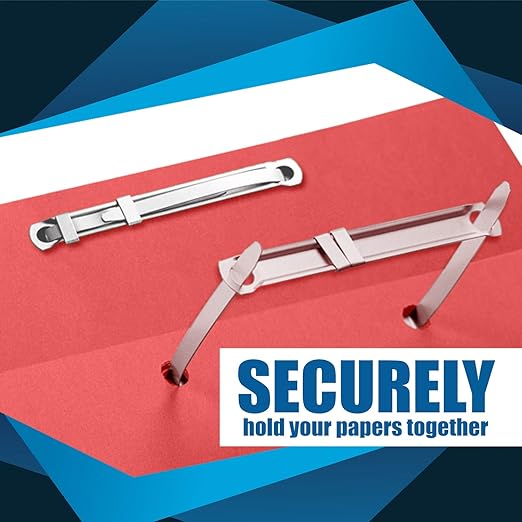 OLYMPX 50 Pcs of 3.5” Capacity Premium Metal Prong Paper Fastener Complete Set, 2.75 Inch Base with Standard 2-Hole Punch Compressor for Paper File Folder, 50 per Box