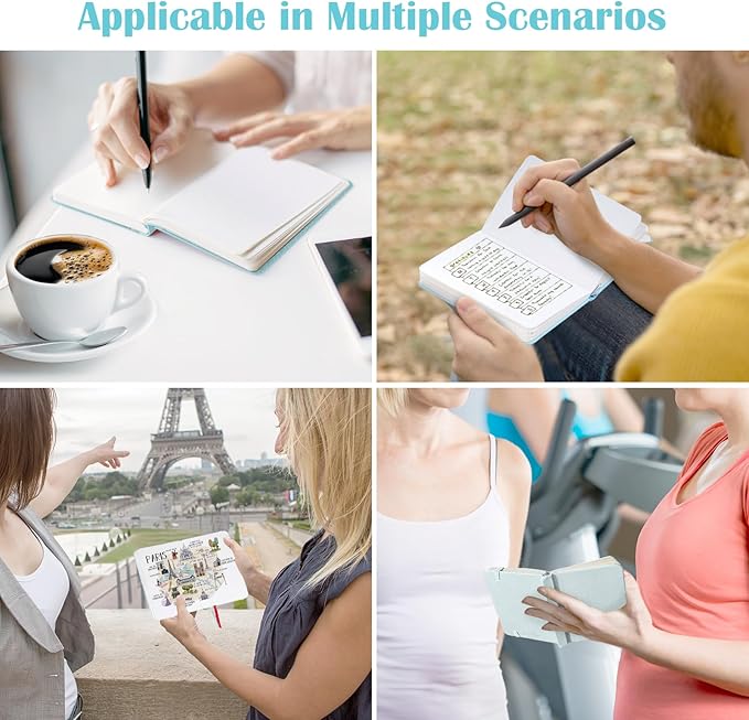 Pocket Dotted Notebook, 2-Pack Dot Grid Notebook, Dotted Journal with Stickers, 3.5" x 5.5" Hardcover, Small Mini A6 size, 160 Pages, 100 gsm Thick Paper, Sky Blue