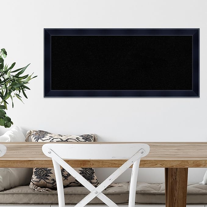 Amanti Art Black Cork Board for Wall, 14x32 Vision Board with Black Wood Frame, Medium Corkboard Office Decor for Home Organization, Modern Corkboard Pinboard to Display Items for Home Organization