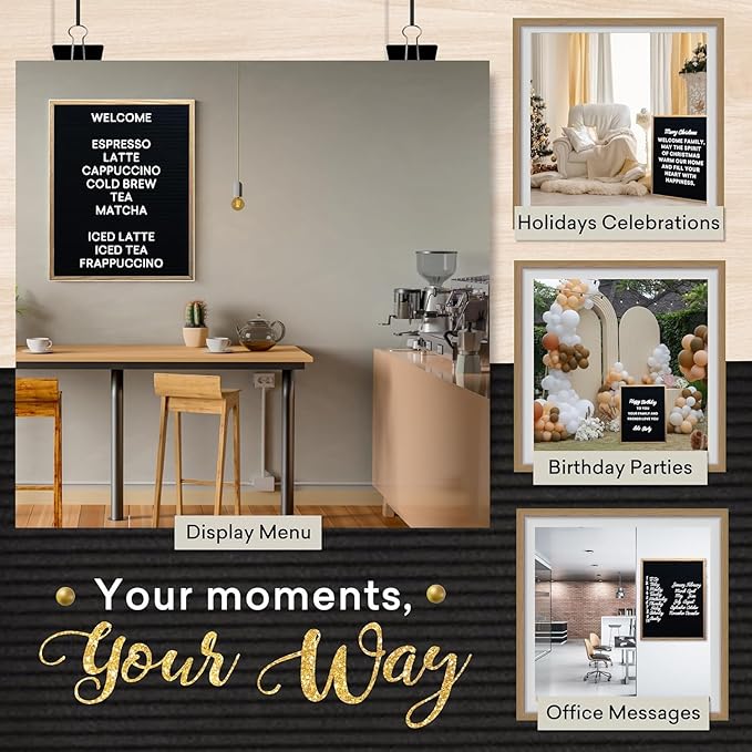 Felt Like Sharing Large Letter Board (Black Felt - 24”x30”) – Changeable Message Board with 3 Sets of Felt Board Letters – Statement Wall Sign for Quotes, Home or Holiday Decor In Oak Frame