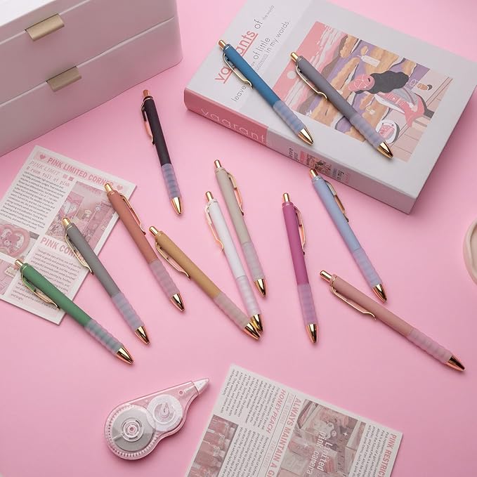 Linbsunne Gel Pens Black Ink Pen 0.5mm fine Point Pens Smooth Writing Retractable Office Supplies (18-count)