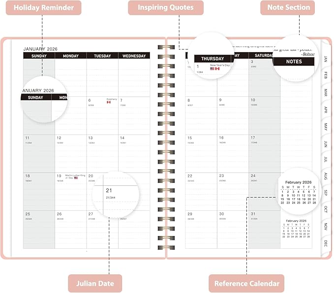 2026 Planner, Weekly and Monthly Calendar Academic Planner, Jan 2026 - Dec 2026, Planning Agenda Book for Desk Accessories and School Supplies - Letter Size (8.5'' x 11'')