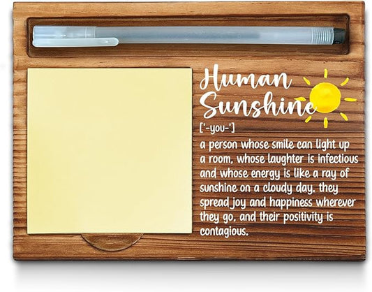 Human Sunshine Sticky Note Holder, Thank You Appreciation Gifts for Women, Men, Friends, Coworker, Nurse, Employee, Inspirational Motivational Quote for Desk Self-Stick Note Pad Holders WPP26