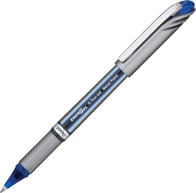Pentel EnerGel NV 0.7mm Liquid Gel Pen, Medium Line, Blue Ink, Plastic Free Packaging 6 Pack (BL27PF6C)