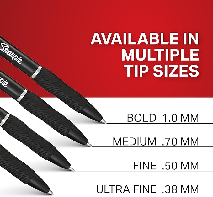 Sharpie S-Gel Gel Pens, Black Barrel, Medium Point (0.7mm), Black Gel Ink Pens, 12 Count - Home, Office, School, Journaling, Writing, Note-Taking, Teacher Supplies