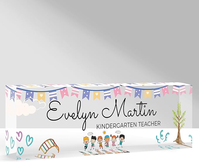 Custom Name Plate for Desk, Personalized Acrylic Office Name Sign with Name & Title, Elegant Desk Decor for Women Men, Employee Appreciation Gift (Teacher-3)