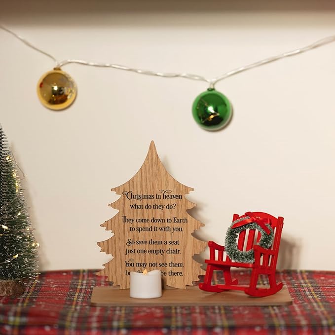 Christmas in Heaven Decoration Christmas Memorial Candle Holders Rocking Chair Ornament Save A Seat Memorial Gift Xmas Decor