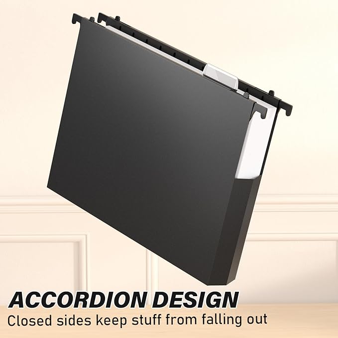 Plastic Hanging File Folders Letter Size,12 Pack Reinforced Expanding Hang Folder,Accordian Pocket,Extra Capacity,Heavy Duty 2 Inch Expansion,Hanging Folder Organizer for Office Home,Colored Folders