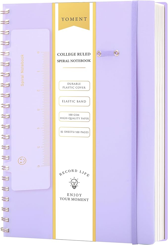 Yoment Spiral Notebook 8.5 x 11 A4 Large Notebooks for Work College Ruled Journaling Notebooks, 100 GSM Paper, Spiral Bound Journal for School Note Taking Writing, A4 Purple