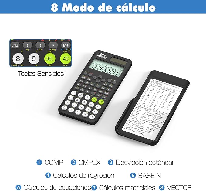 Scientific Calculator for Students, 991 MS Science Calculator for Middle and High School Supplies Calculator with Cover (Black)