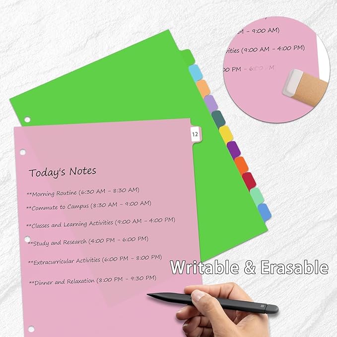 12-Tab Dividers for 3 Ring Binder,Plastic Biner Dividers with Tab, Monthly Divider Sets, 12 Tabs, Jan-Dec,File tabs,Multicolor,3 Sets