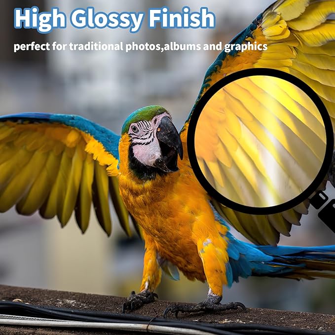 Photo Paper 5 x 7inches, 100 Sheets Glossy Photo Printer Paper, Instant Dry Picture Paper for DIY Chip Bag, Flyers, Cards, Calendars and Brochures(180gsm/48lb)