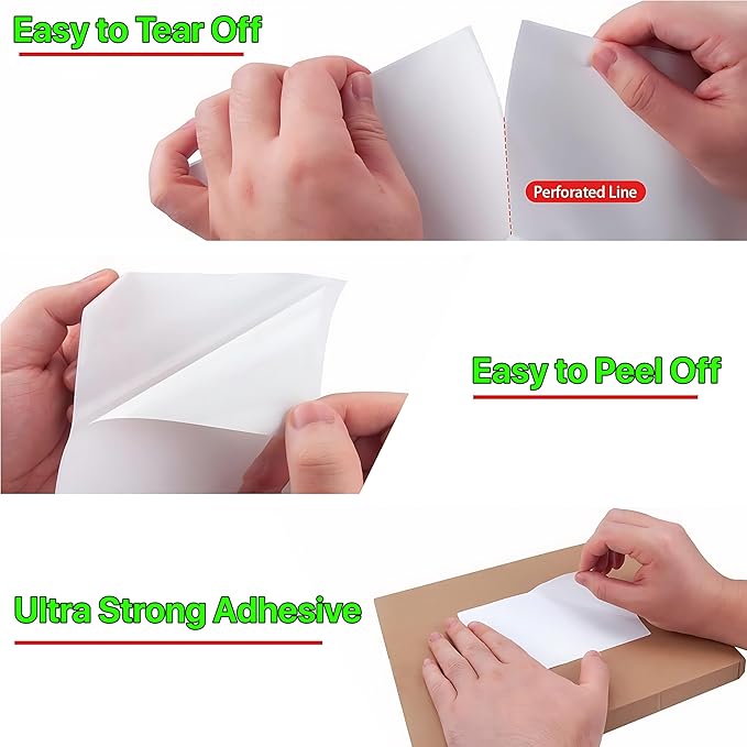 Fanfold 4 x 6 inch Thermal Labels Stack Direct White Strong Adhesive Perforated Postage Shipping Printer Compatible with Zebra SNBC Epson Rollo (500, Fanfold)