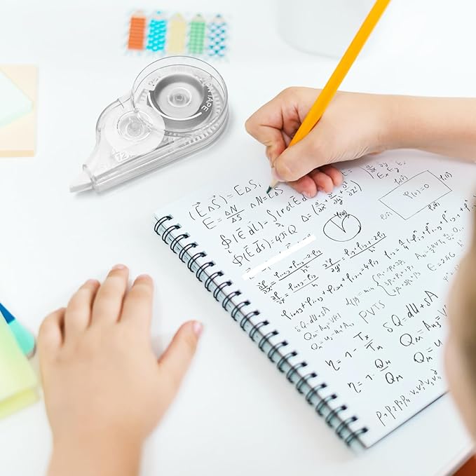 12 Pcs 39.4 Ft Correction Tape, Tear-Resistant Tape Bulk for School, Office, Note Taking, Journal (Tape Width 0.2 in, Clear)