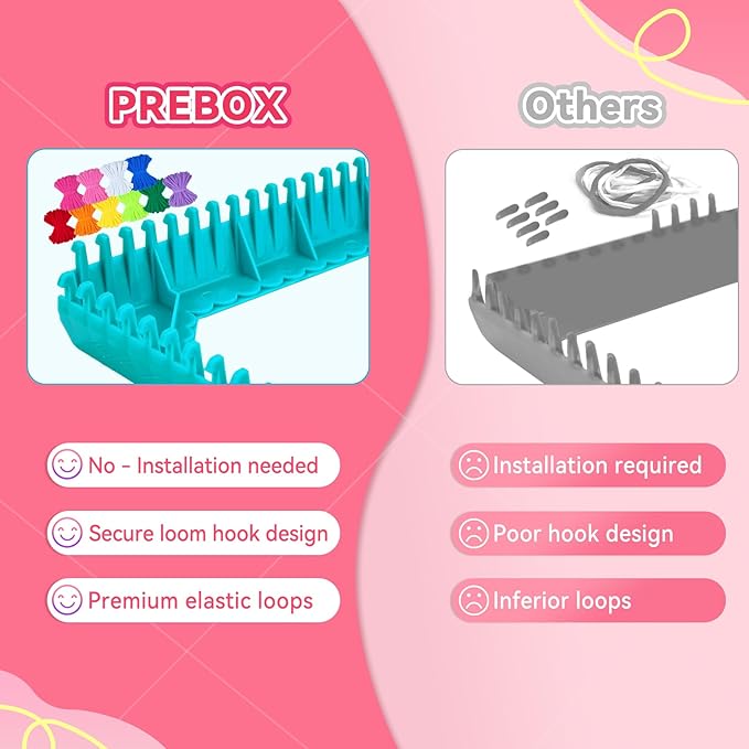 PREBOX Potholder Weaving Loom Kit for Kids and Beginners, Knitting Crafts for Girls Ages 6-12 Year Old, 7" Pot Holder Loom with 224 Loops, Great Christmas & Birthday Gifts