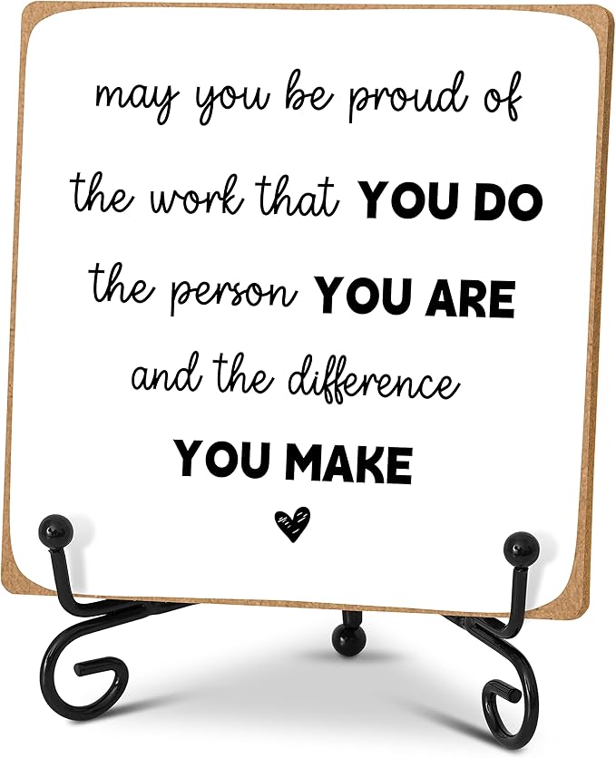 Home Office Desk Decor Wood Plaque with Stand, Coworker Gifts For Women Men Retirement Gifts Going Away Gift Leaving Gifts For Coworker Boss Leader Colleague Friends -A26