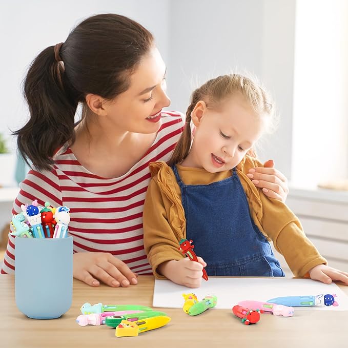 LiYiQ 100 PCS Multicolor Pen in One Fun 4-in-1 Cute Pens Bulk Kawaii Cool Ballpoint Pens for Kids Fun Gifts