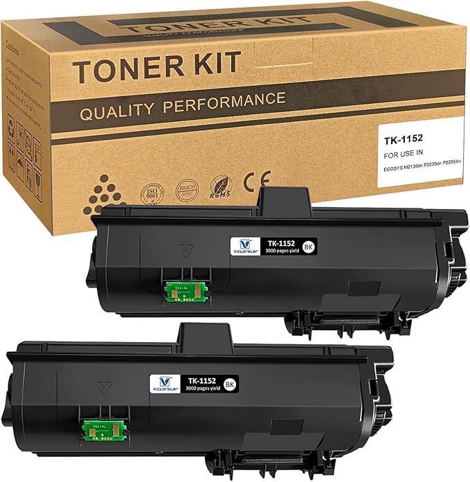 VICTORSTAR TK1152 TK-1152 1T02RV0US0 Compatible Toner Cartridges 3000 Pages 2 Blacks for Kyocera ECOSYS M2135 M2135dn M2635 M2635dn M2635dw M2735 M2735dw P2235 P2235dn P2235dw Printers