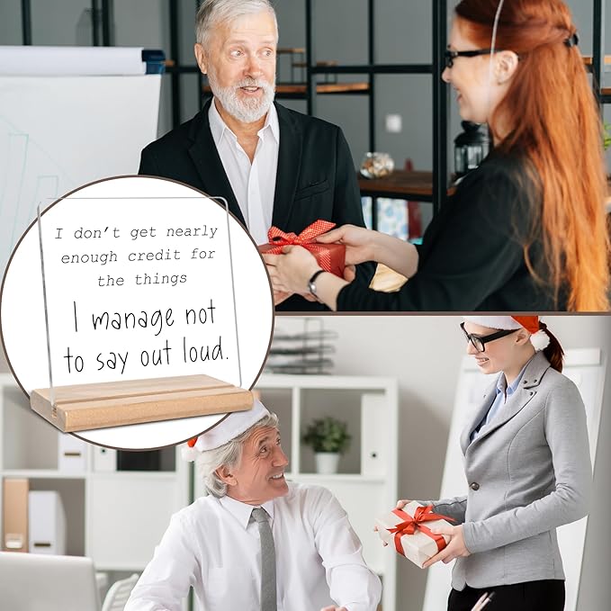 Funny Office Gifts for Work Women Men, I Don't Get Nearly Enough Credit for the Things I Manage Not to Say Out Loud Acrylic Decorative Sign, for Coworker, Colleague