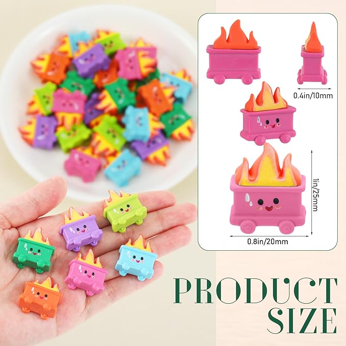 60 Set Resin Dumpster Trash Shape with Fire Gift Team Employee Appreciation Gift Emotional Desk Accessories for Staff Teacher Office Coworker Nurse Medical Volunteer Favor (Classic Color)