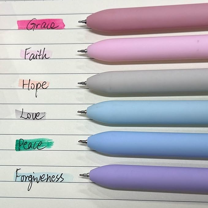 thinkor Gel Pens, 6 Pcs 0.5mm Quick Dry Black Ink Pens Fine Point Smooth Writing Pens, Cute Office School Supplies Gifts for Women (6 Pcs Boho -Black Ink)