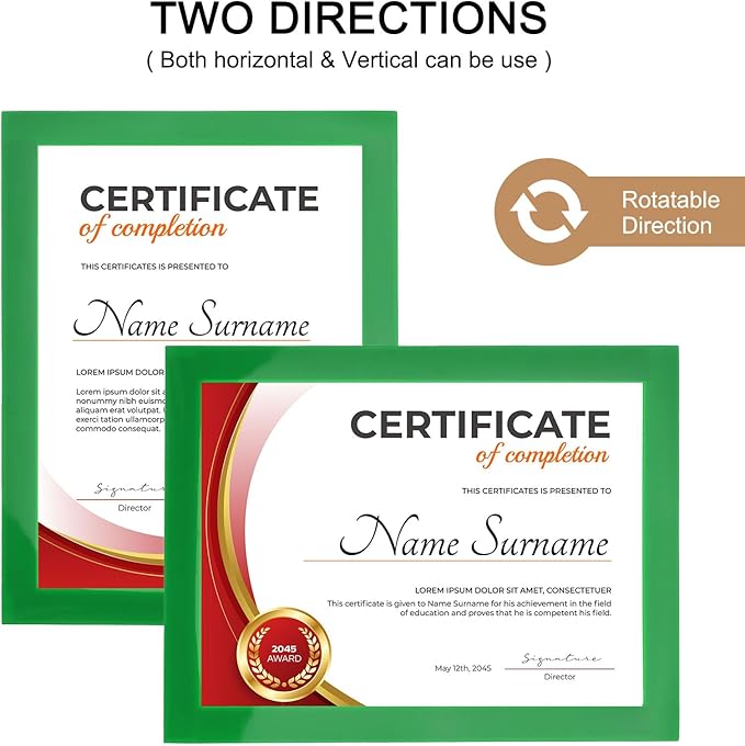 uxcell 5 Pcs Magnetic Sign Holder, 5" x 7" Self-Adhesive Magnetic Wall Signs Holder Magnetic Picture Frame Document Holder for Home Office Wall Window Displays, Green