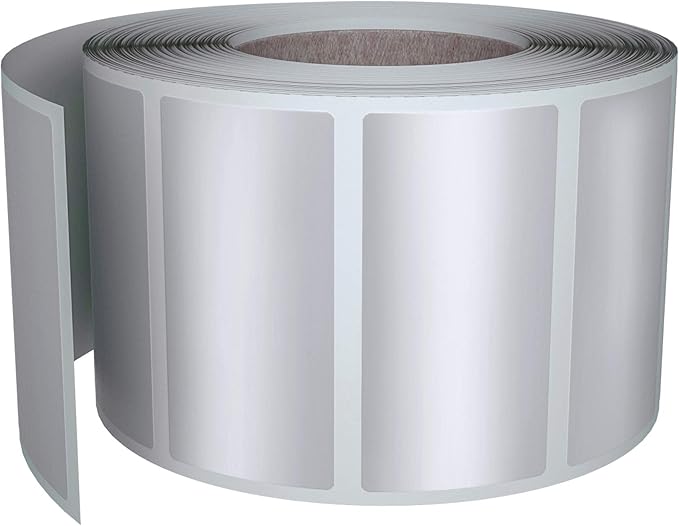 Royal Green Silver Foil Stickers Rectangle Labels Great for Tags Sticker Seals and Gift Favors 40mm x 19mm (1.57 inch x 0.75) - 500 Pack