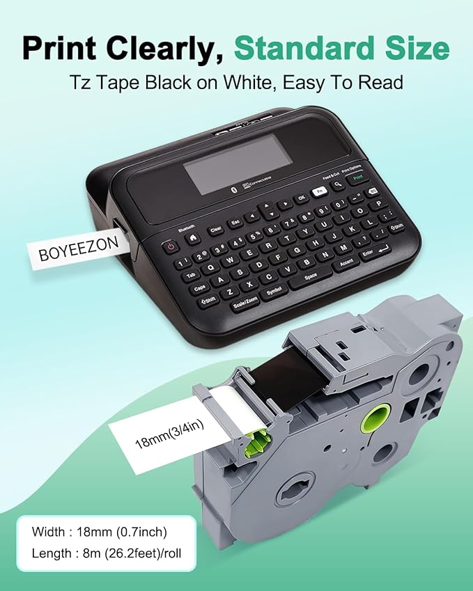 4PK Replacement for Brother TZe-241 Ptouch Label Tape 18mm 0.7 Laminated Tape for Brother PTD400 PTD410 PTD600, Black on White