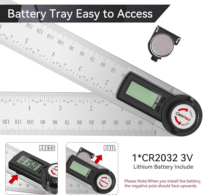 GemRed 82305 Digital Angle Finder Protractor (Stainless steel 300mm)